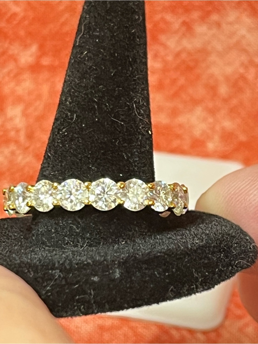 Gold over 925 Moissanite Eternity Ring Sz 9 Sparkling & Glamorous! Approx 4ctw